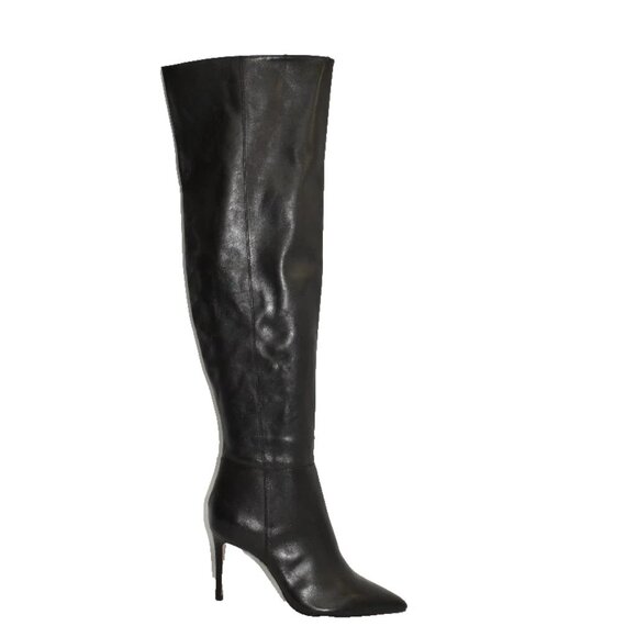 New! Schutz Magali Over The Knee Leather Boot Black Size 7 B DD523 - Picture 1 of 6